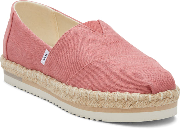 Toms Women Alpargata Platform Rope Faded Rose Heavy Twill