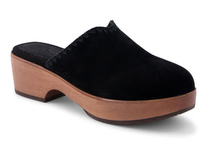 Toms Women Addison Clog Black Suede/Decostitch