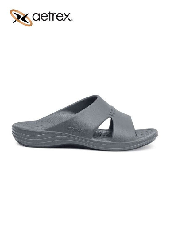 Aetrex Mens Lynco Slides Flip Charcoal