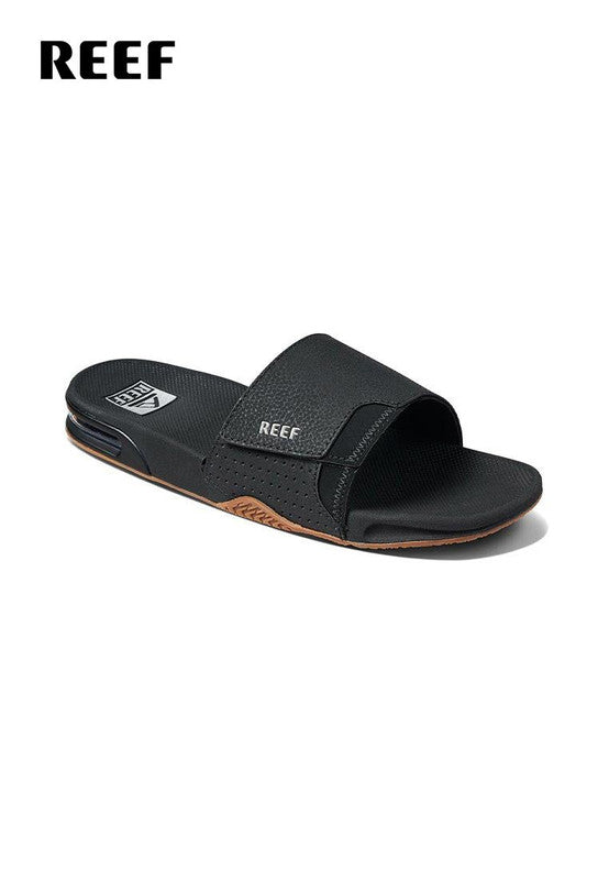 Reef Men Fanning Slide Open Toe Black/Silver