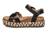 Aetrex Paula Cork Platform Qtr Strp-Women Sandal Black