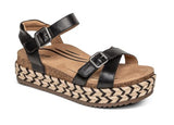Aetrex Paula Cork Platform Qtr Strp-Women Sandal Black